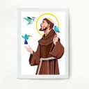 Ver imagem 2 de Quadro São Francisco de Assis Geométrico 24x18cm:madeira Preta