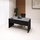 Ver imagem 1 de Mesa Escritório Plataforma 150cm 1 Cx de Tomada Pé Painel F5 Cor:cinza Sagrado com Preto