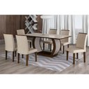 Ver imagem 1 de Conjunto: Mesa Sala Jantar Jade Kit 6 Un Imbuia/linho Esmeralda - Rufato