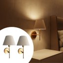 Ver imagem 1 de Kit 2 Arandelas de Parede Clássica Dourado com Interruptor Cúpula Bege Ref 19 Lâmpada Branco Quente