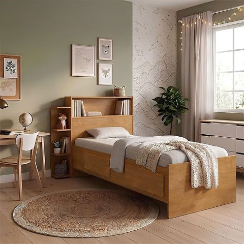 Cama Isa Solteiro com Gavetas Laterais e Colchão D23 para Quarto Pequeno