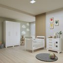 Ver imagem 1 de Quarto de Bebê Completo com Guarda-roupa, Berço e Cômoda Manu Tigus Baby