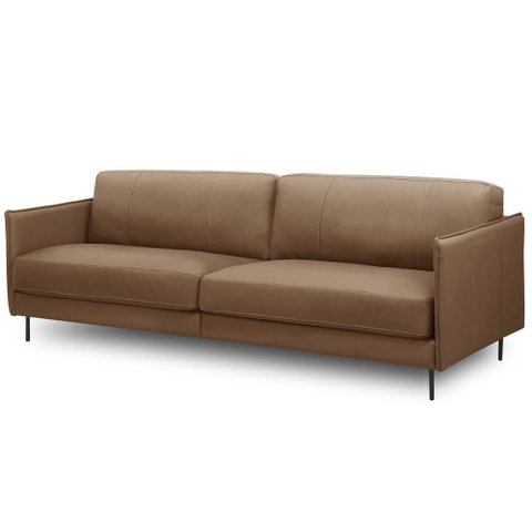 Sofá 4 Lugares para Sala Living Industrial 270cm Romero L06 Couro Marrom Claro - Lyam Decor