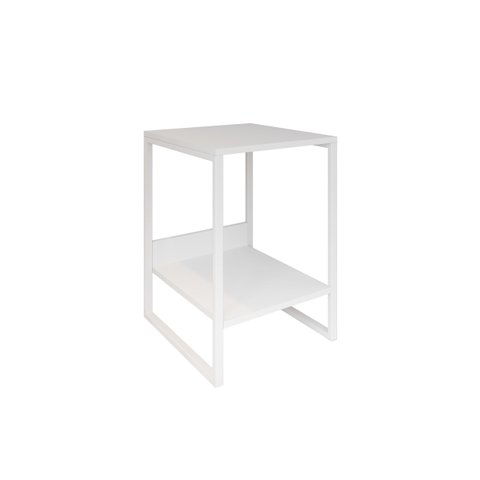 Mesa Cabeceira Industrial Tókio Base Ferro Branco Tampo Branco