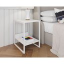 Ver imagem 2 de Mesa Cabeceira Industrial Tókio Base Ferro Branco Tampo Branco