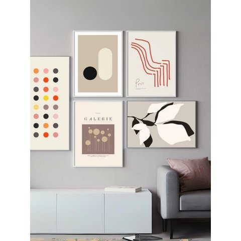 Kit 5 Quadros Decorativos Abstratos Aesthetic No1