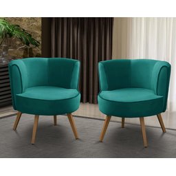 Kit 2 Poltronas Para Sala Decorativa Isa Suede Tiffany Adonai Estofados - 1
