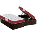 Ver imagem 1 de Cama Box Baú Solteiro: Colchão Espuma Castor D20 Sleep Max Duplo + Base CRC Suede Brown(88x188)
