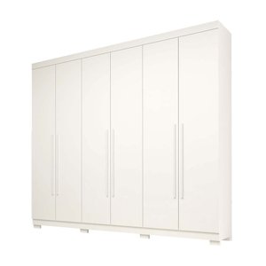 Guarda Roupa Casal 6 Portas 4 Gavetas Núbia Branco 100% MDF