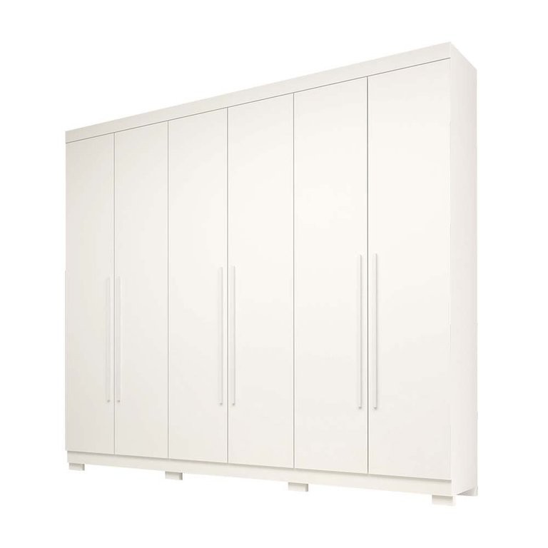 Guarda Roupa Casal 6 Portas 4 Gavetas Núbia Branco 100% MDF Guarda Roupa Casal 6 Portas 4 Gavetas Núbia Branco 100% MDF