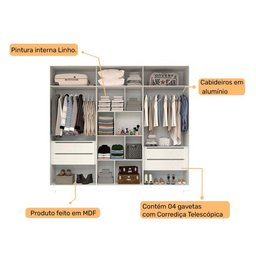 Guarda Roupa Casal 6 Portas 4 Gavetas Núbia Branco 100% MDF - 5