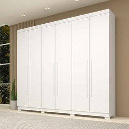 Guarda Roupa Casal 6 Portas 4 Gavetas Núbia Branco 100% MDF - 2