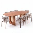 Ver imagem 3 de Conjunto de Jantar Mesa Orgânica Tali 210cm e 8 Cadeiras Ema CabeCasa MadeiraOriginals Marrom/Prata