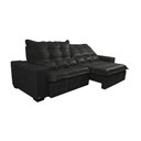 Ver mais imagens de Sofá de Courino Retrátil e Reclinável 2,55m Cama inBox Bourbon SoftGel D40 Preto