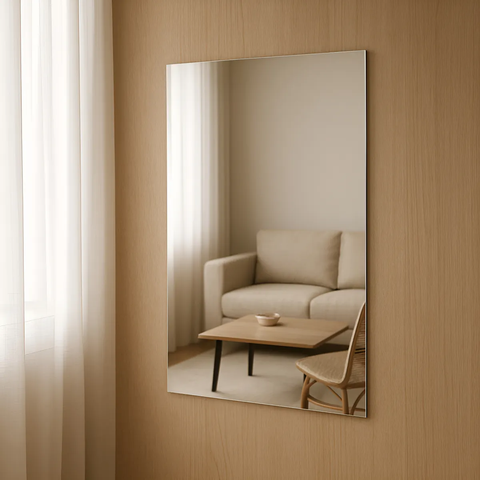 Espelho Retangular Polido 60x40cm – Suporte Decorativo Vintage para Banheiro, Quarto e Sala