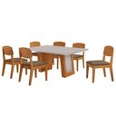 Ver imagem 3 de Conjunto de Jantar Carolina 6 Lugares Tampo MDF com Vidro Cadeiras Copper Off White 180cm Moderna