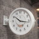 Ver imagem 2 de Relógio Dupla Face Parede Estação Decoração Floreal Branco