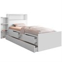 Ver imagem 1 de Cama Solteiro com Baú Auxiliar e 2 Gavetas Sara Branco
