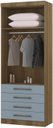 Ver imagem 3 de Guarda Roupa Modulado de Solteiro Paris Avelã Grey Sky 5 Peças - Luciane Paris Avelã - Grey Sky