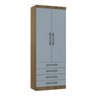 Guarda Roupa Modulado de Solteiro Paris Avelã Grey Sky 5 Peças - Luciane Paris Avelã - Grey Sky - 2