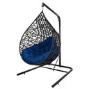 Ver imagem 3 de Cadeira Balanço Ninho Suspenso Gota Tramado Almofada Impermeável Acesse Móveis Preto-azul