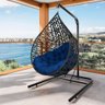 Cadeira Balanço Ninho Suspenso Gota Tramado Almofada Impermeável Acesse Móveis Preto-azul - 1