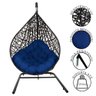 Cadeira Balanço Ninho Suspenso Gota Tramado Almofada Impermeável Acesse Móveis Preto-azul - 5
