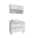 Ver imagem 2 de Conjunto Balcão de Cozinha com Tampo Armário Aéreo Wollo Mdp/bp Branco G96 - Gran Belo