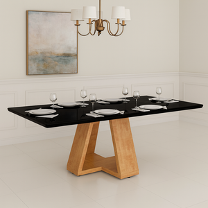 Mesa de Jantar 160x80 com Tampo de Vidro Temperado Pés Moderno Sala de Estar Cozinha Área Gourmet:pr