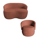 Ver imagem 1 de Kit Namoradeira + Poltrona Decorativa Beatriz Orgânica Bouclé Terracota