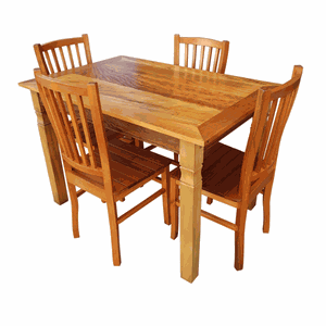 Conjunto Mesa Rústica 120x80cm Com 4 Cadeiras em Madeira de Demolição Sudeste Rústico