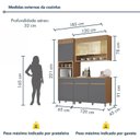 Ver imagem 3 de Cozinha Completa Modulada 3 Peças 5 Portas 3 Gavetas 100% MDF Vidro Reflecta Realeza Premium