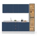 Ver imagem 2 de Cozinha Compacta 7 Peças com Cristaleira 240cm Azul Yescasa