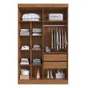 Ver imagem 3 de Guarda-roupa Solteiro Melbourne 4 Portas 2 Gavetas 100% Mdf Off White/nogueira - Doripel Móveis