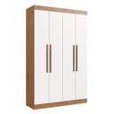 Ver imagem 2 de Guarda-roupa Solteiro Melbourne 4 Portas 2 Gavetas 100% Mdf Off White/nogueira - Doripel Móveis