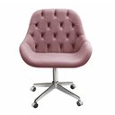 Ver imagem 2 de Cadeira Escritório Giratória Lua Capitonê Poltrona com Rodinhas Home Office - Veludo Rosê