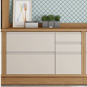 Balcão 120cm MDF 1 Porta 4 Gavetas Sem Tampo com Rodapé em PVC Lisboa Itatiaia