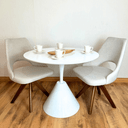 Ver imagem 2 de Mesa de Jantar Cone Redonda Masp 120 Cm Tampo Laca Branca Base Branca Personal Decor Marrom
