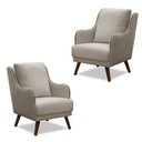 Ver imagem 1 de Kit 2 Poltronas Decorativas Catar com Tachas Veludo Bege Claro - Gran Belo