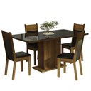 Ver imagem 2 de Conjunto Sala de Jantar Mesa Tampo de Vidro 4 Cadeiras Preto/rustic Greta Madesa