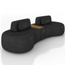 Ver imagem 2 de Sofá 4 Lugares 325cm Orgânico com Mesa Mellanie Sintético Preto Z32 - Mpozenato