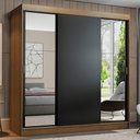 Ver imagem 1 de Guarda-Roupa Casal Madesa Reno 3 Portas de Correr com Espelhos Rustic/Preto Cor:Rustic/Preto