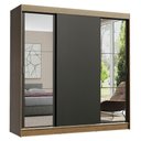 Ver imagem 2 de Guarda-Roupa Casal Madesa Reno 3 Portas de Correr com Espelhos Rustic/Preto Cor:Rustic/Preto