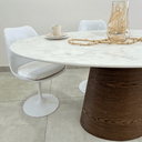Ver imagem 4 de Mesa de Jantar Cone Oval 198x122 Cm Tampo Mdf Marmorizado Base Imbuia Mesa de Jantar Cone Oval 198x1