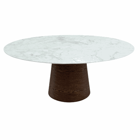 Mesa de Jantar Cone Oval 198x122 Cm Tampo Mdf Marmorizado Base Imbuia Mesa de Jantar Cone Oval 198x1