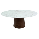 Ver imagem 1 de Mesa de Jantar Cone Oval 198x122 Cm Tampo Mdf Marmorizado Base Imbuia Mesa de Jantar Cone Oval 198x1