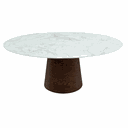 Ver imagem 1 de Mesa de Jantar Cone Oval 198x122 Cm Tampo Mdf Marmorizado Base Imbuia Mesa de Jantar Cone Oval 198x1