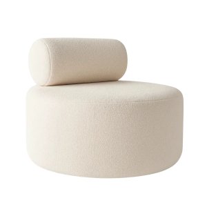 Poltrona Puff Decorativo Orgânica Boucle Recepção Sala de Estar Luxo Bege