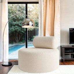 Poltrona Puff Decorativo Orgânica Boucle Recepção Sala de Estar Luxo Bege - 2