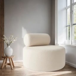 Poltrona Puff Decorativo Orgânica Boucle Recepção Sala de Estar Luxo Bege - 3